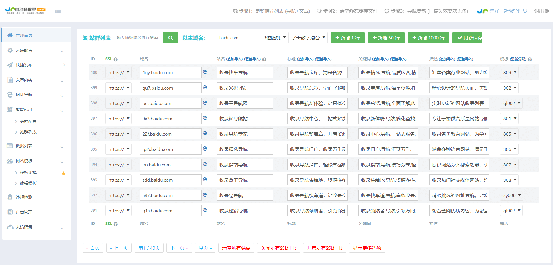 2025年最新推出的泛域名站群+蜘蛛池系统